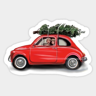 Christmas Joy Car With Two Kids Sticker